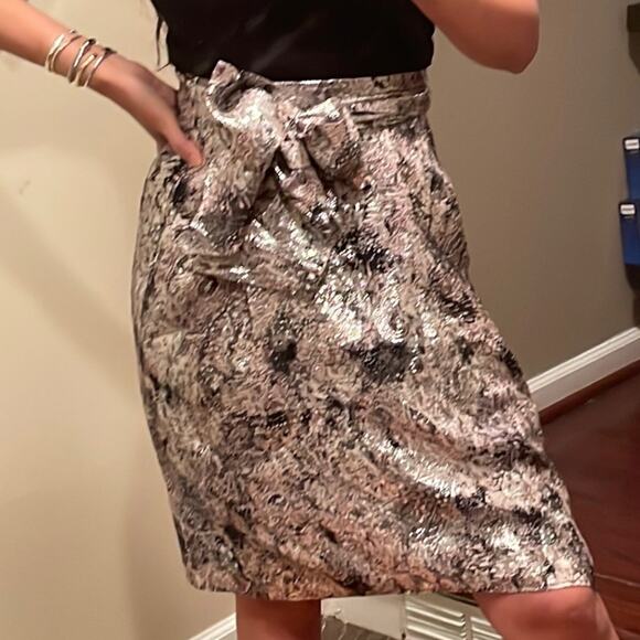 IRO Metallic Grey Skirt NWT Bow Sash Size 36 (4/Small) - Picture 1 of 11